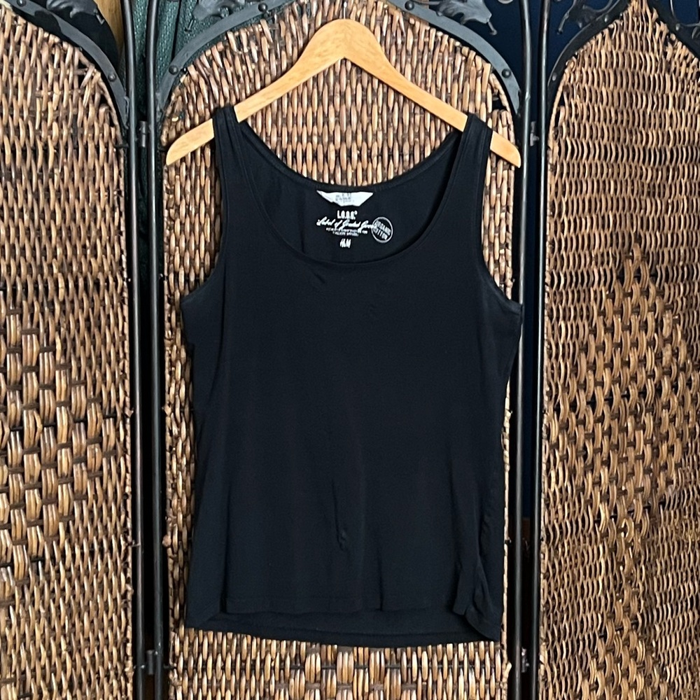 L H&M Logg Organic Cotton Black Tank Top